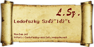 Ledofszky Szólát névjegykártya
